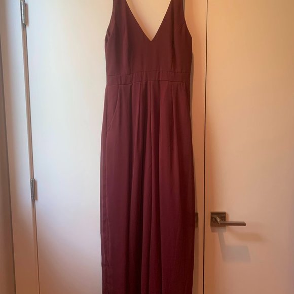 Dessy Group Cabernet V-Neck Backless Pleated Front Jumpsuit - Picture 5 of 5